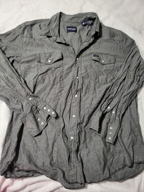 Wrangler Mens XXL Pearl Snap Western Shirt Charcoal Gray